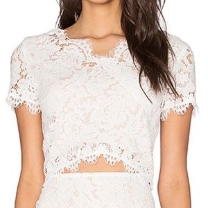 LUCY PARIS White Ivory Lace Crop Top S Small EUC